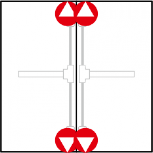 Комплект АНТИПАНИКИ PHB 1000 на двупольную дверь с четырьмя точками запирания на ширину до 1300 мм